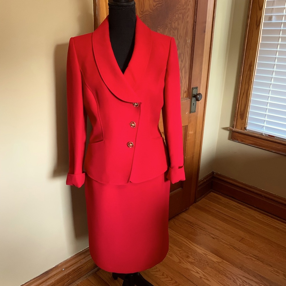 Dazzling Tahari Red Power Suit